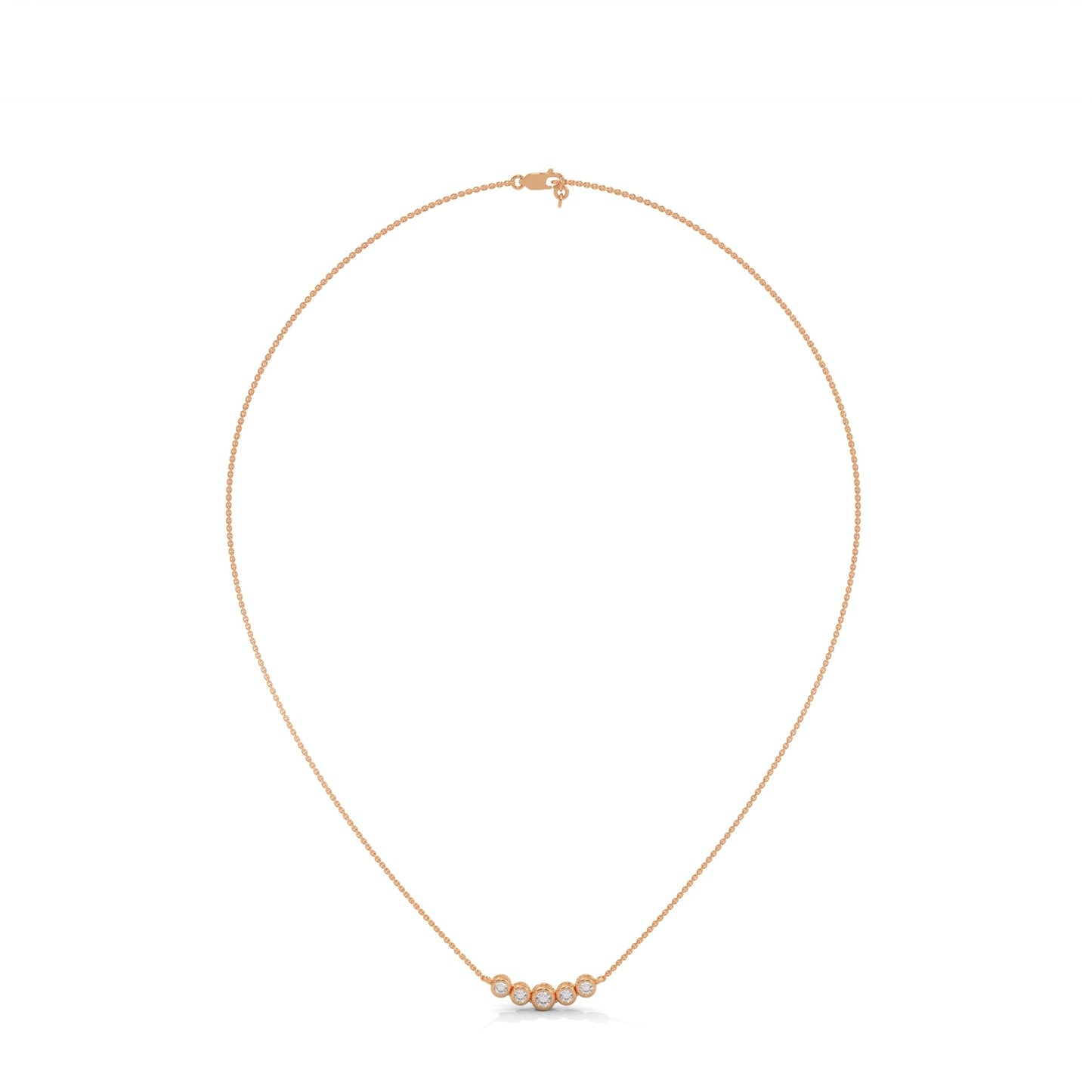 14K Gold Bezel-Set Five Diamond Bar Necklace | 0.30 CTW