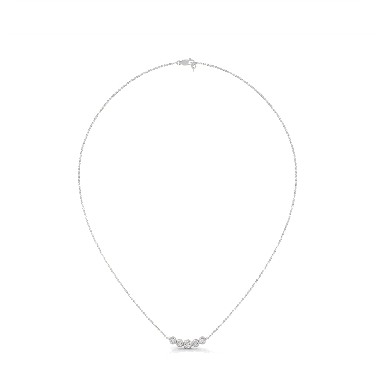 14K Gold Bezel-Set Five Diamond Bar Necklace | 0.30 CTW