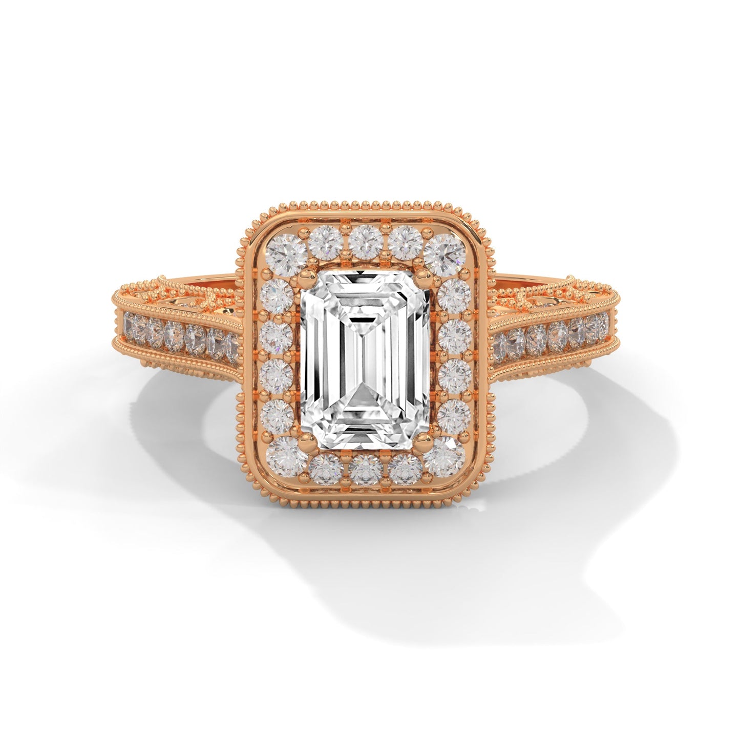 The Majestic Crest 1.65 CTW Emerald-Cut Diamond Engagement Ring | E-VS1