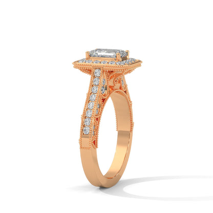 The Majestic Crest 1.65 CTW Emerald-Cut Diamond Engagement Ring | E-VS1