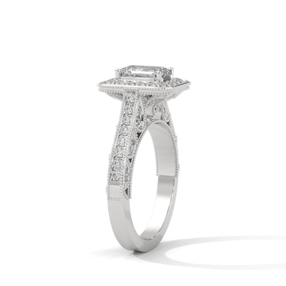 The Majestic Crest 1.65 CTW Emerald-Cut Diamond Engagement Ring | E-VS1