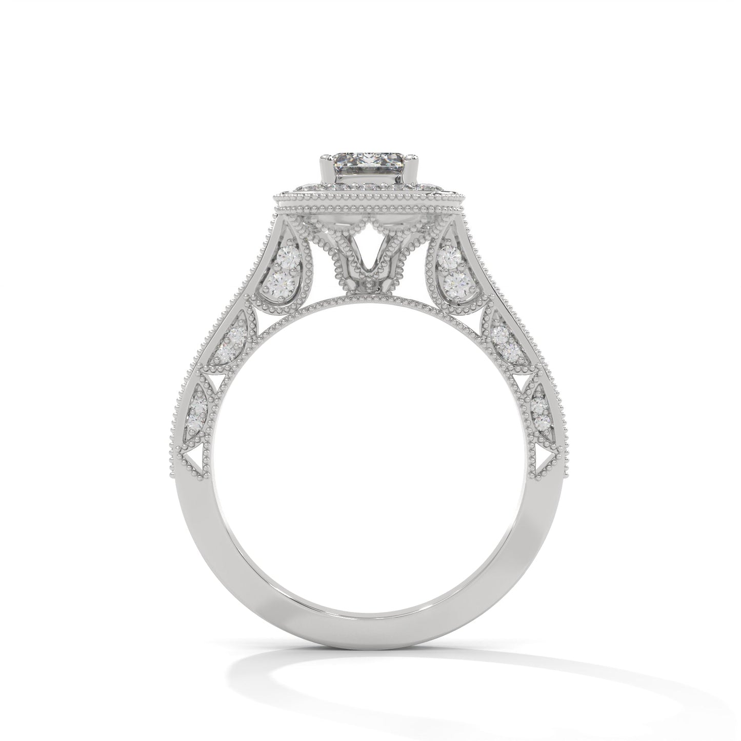 The Majestic Crest 1.65 CTW Emerald-Cut Diamond Engagement Ring | E-VS1