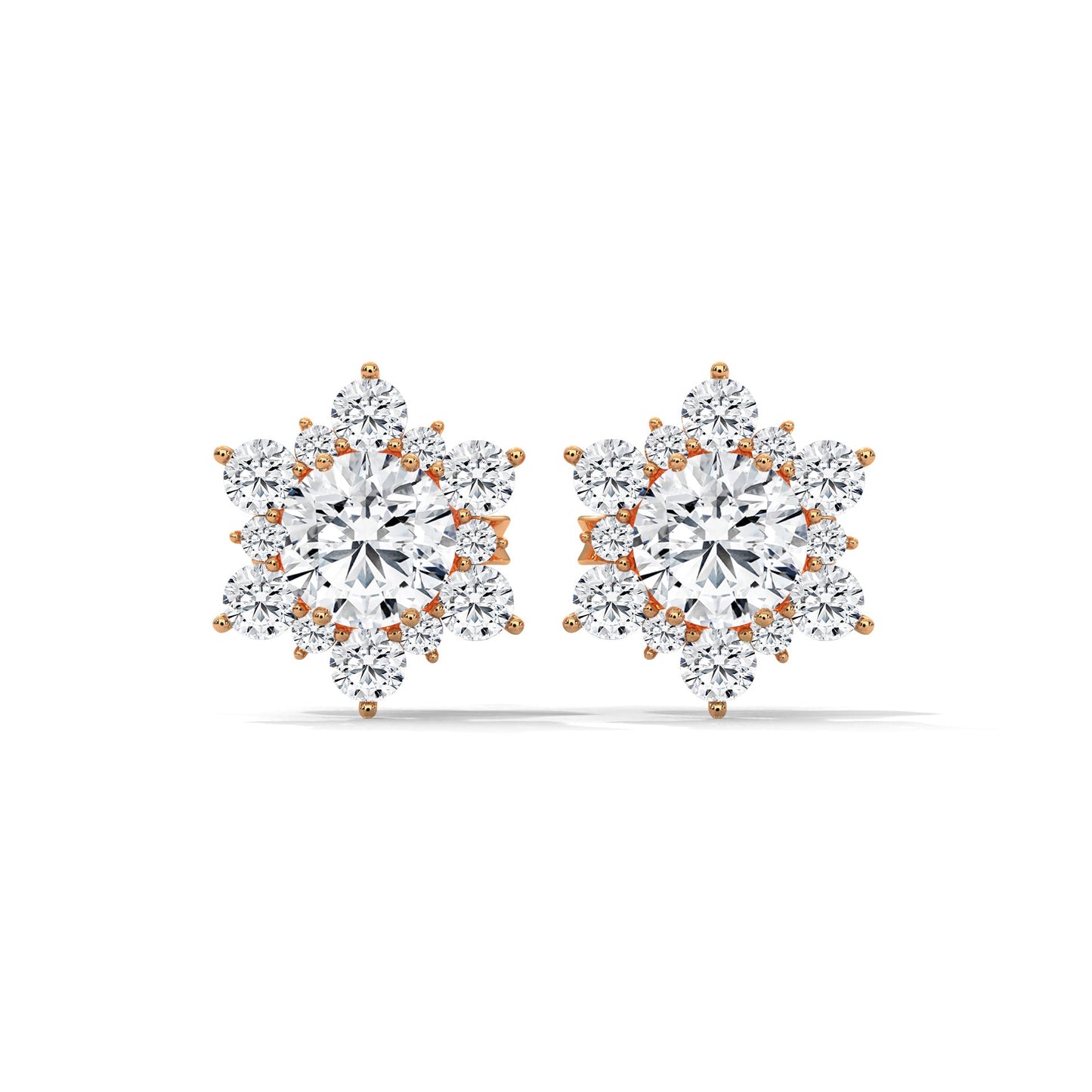 Floral Cluster Diamond Stud Earrings | 14K & 18K Gold | 0.75CTW