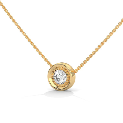 Ethereal Radiance: 14K Gold Round-Cut Diamond Pendant Necklace | 0.25CT