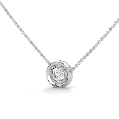 Ethereal Radiance: 14K Gold Round-Cut Diamond Pendant Necklace | 0.25CT