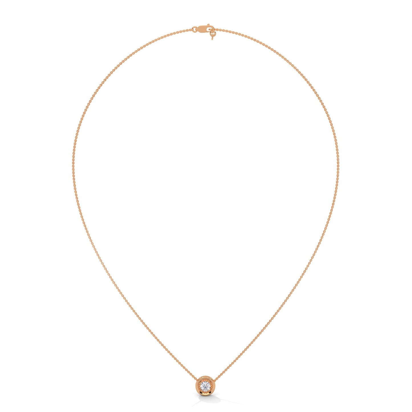 Ethereal Radiance: 14K Gold Round-Cut Diamond Pendant Necklace | 0.25CT