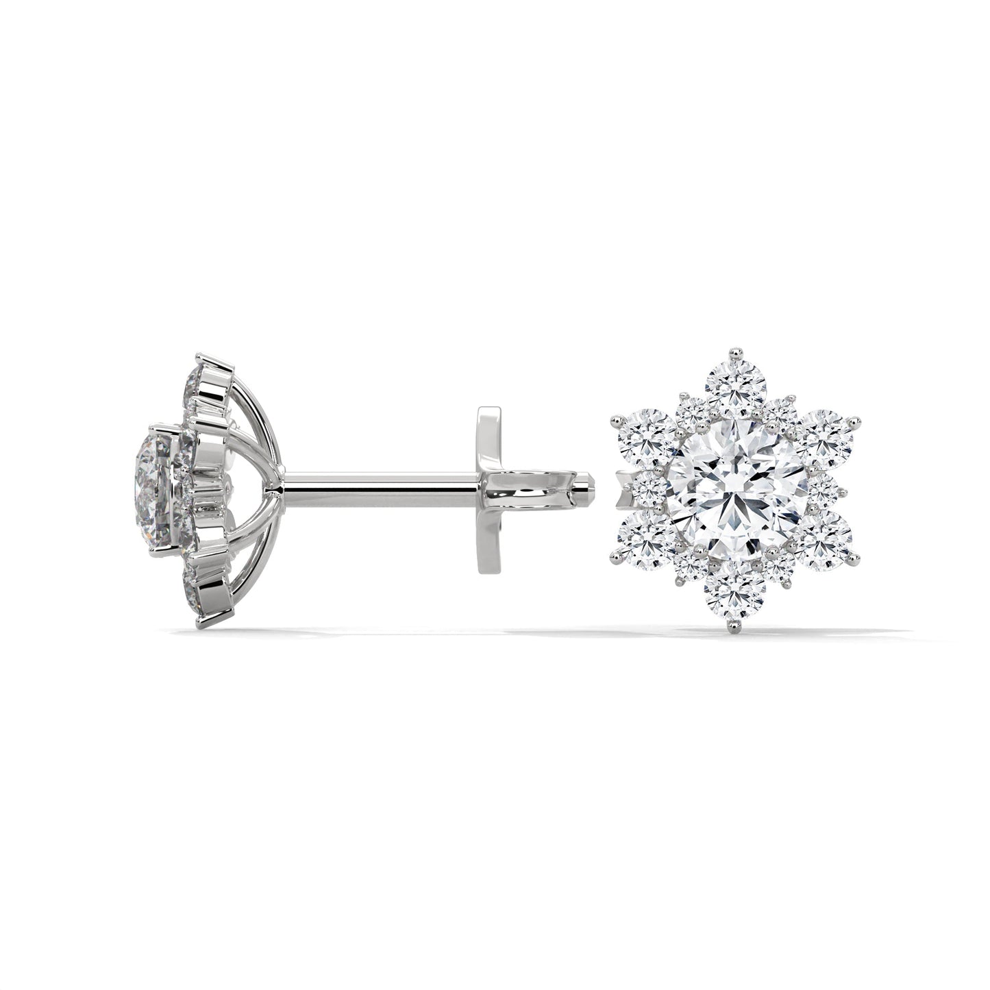 Floral Cluster Diamond Stud Earrings | 14K & 18K Gold | 0.75CTW