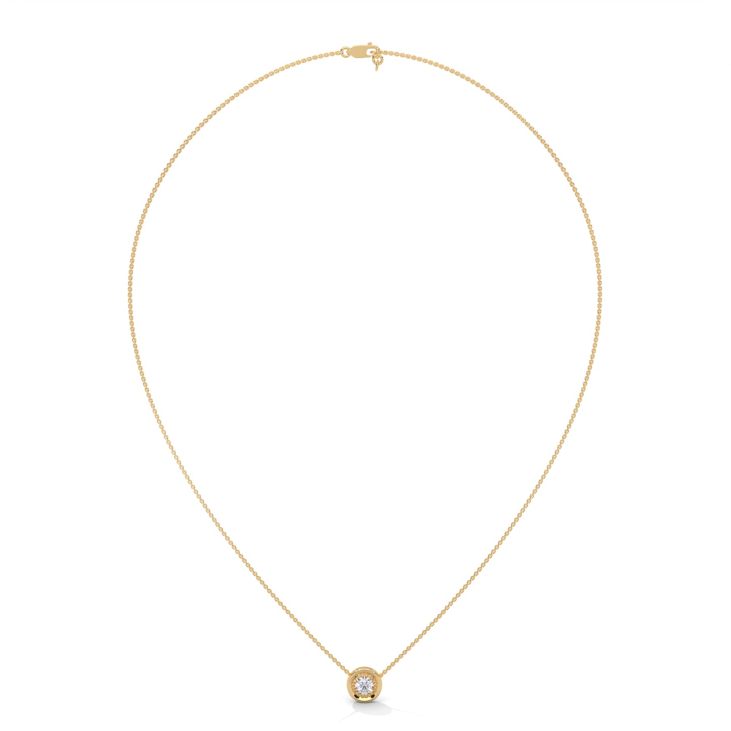 Ethereal Radiance: 14K Gold Round-Cut Diamond Pendant Necklace | 0.25CT