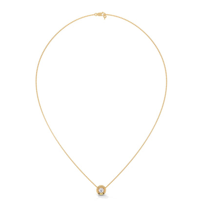 Ethereal Radiance: 14K Gold Round-Cut Diamond Pendant Necklace | 0.25CT