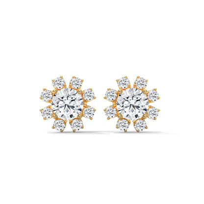 14K & 18K Gold Diamond Cluster Stud Earrings | 1.2ctw