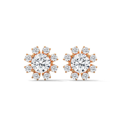 14K & 18K Gold Diamond Cluster Stud Earrings | 1.2ctw