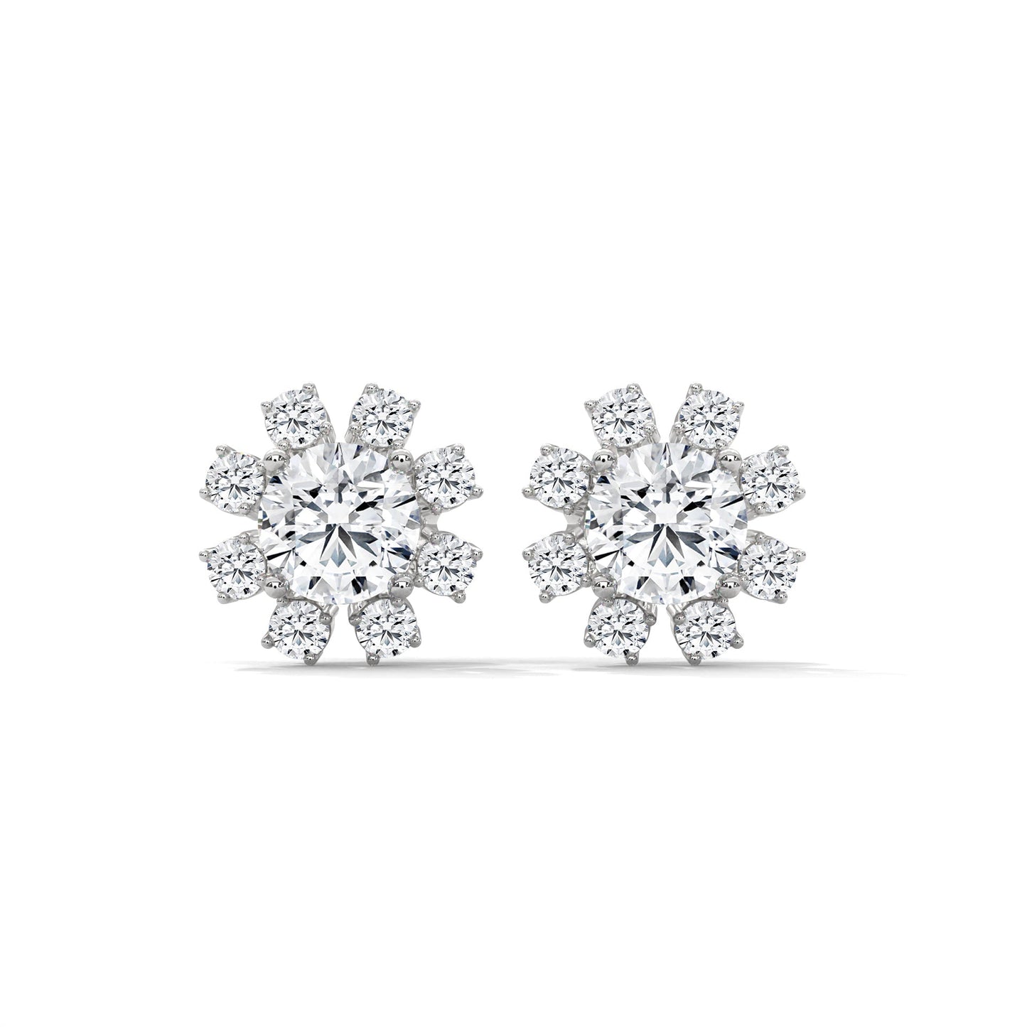 14K & 18K Gold Diamond Cluster Stud Earrings | 1.2ctw