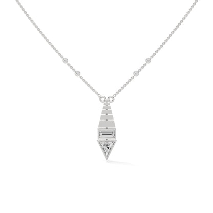 Architectural Brilliance Baguette & Triangle-Cut Diamond Pyramid Pendant Necklace |0.64CTW