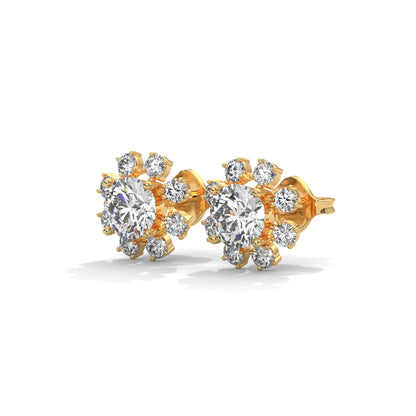 14K & 18K Gold Diamond Cluster Stud Earrings | 1.2ctw