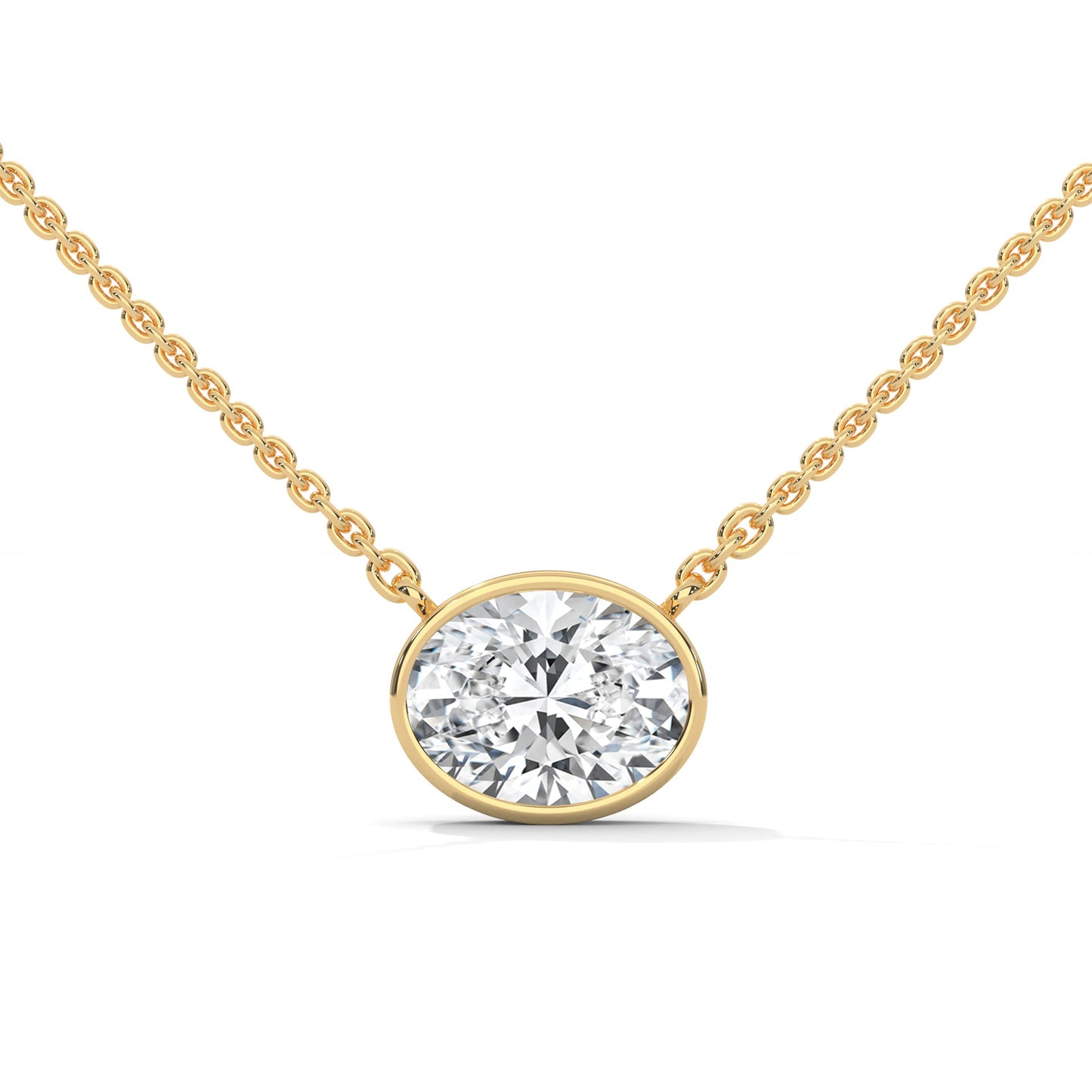Luminous Glow Oval-Cut Diamond Pendant Necklace 0.75ct E-VS1 | 14K Gold |16”&18” Chain