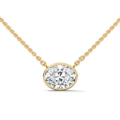 Luminous Glow Oval-Cut Diamond Pendant Necklace 0.75ct E-VS1 | 14K Gold |16”&18” Chain