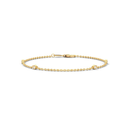 Gloria Bezel-Set Round-Cut Lab-Grown Diamond Gold Bracelet | 0.07 CTW
