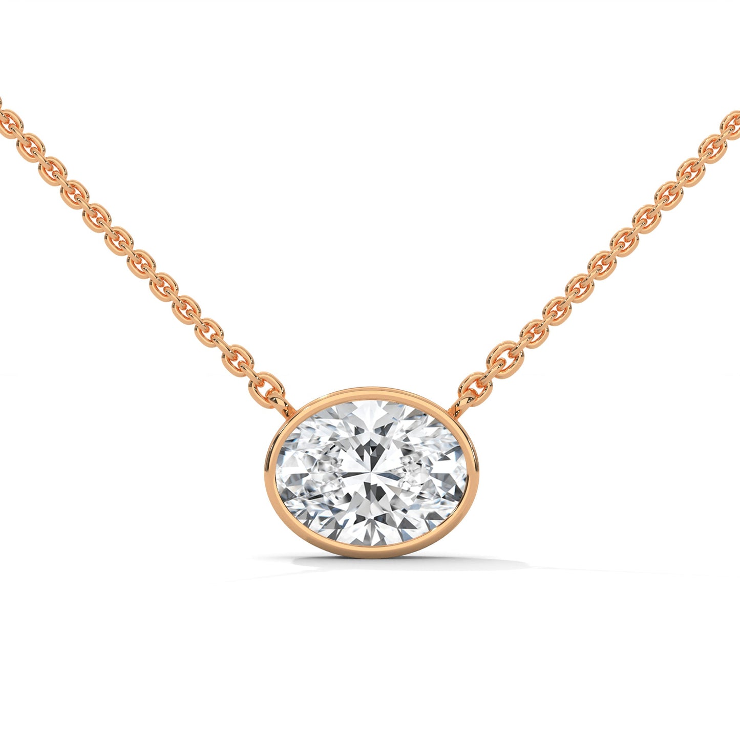 Luminous Glow Oval-Cut Diamond Pendant Necklace 0.75ct E-VS1 | 14K Gold |16”&18” Chain