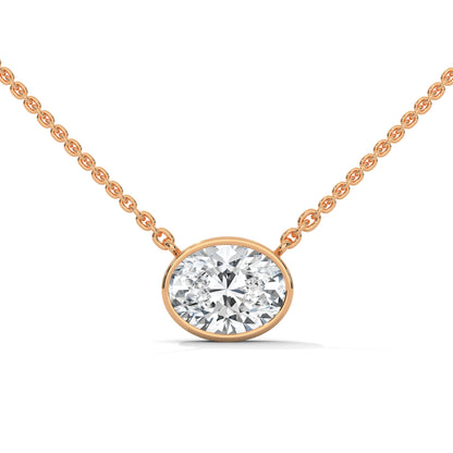Luminous Glow Oval-Cut Diamond Pendant Necklace 0.75ct E-VS1 | 14K Gold |16”&18” Chain