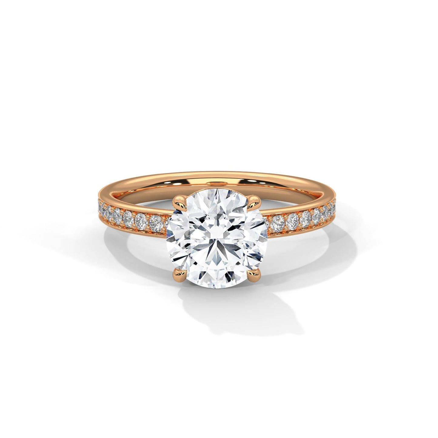 Shiny 1 CT Round-Cut Lab Grown Diamond Pave Ring | 1.46 CTW