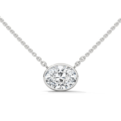Luminous Glow Oval-Cut Diamond Pendant Necklace 0.75ct E-VS1 | 14K Gold |16”&18” Chain