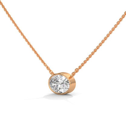 Luminous Glow Oval-Cut Diamond Pendant Necklace 0.75ct E-VS1 | 14K Gold |16”&18” Chain