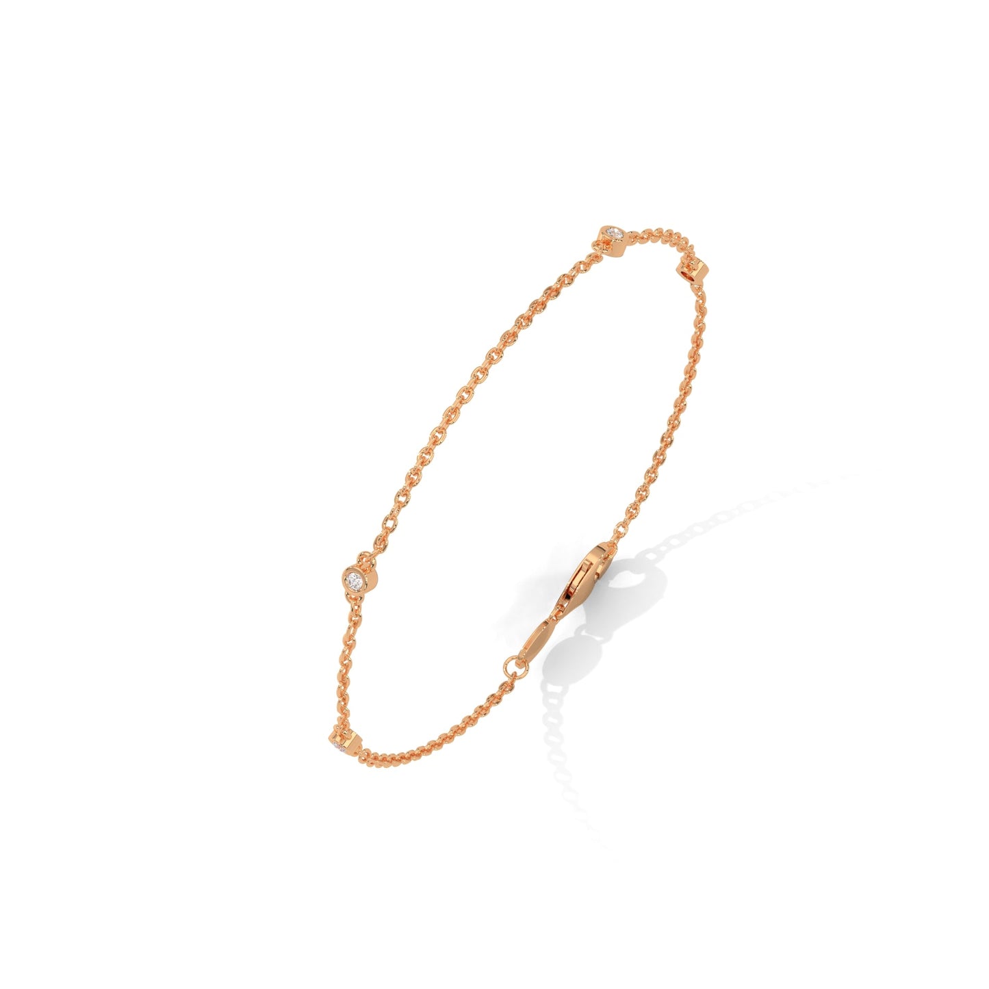 Gloria Bezel-Set Round-Cut Lab-Grown Diamond Gold Bracelet | 0.07 CTW