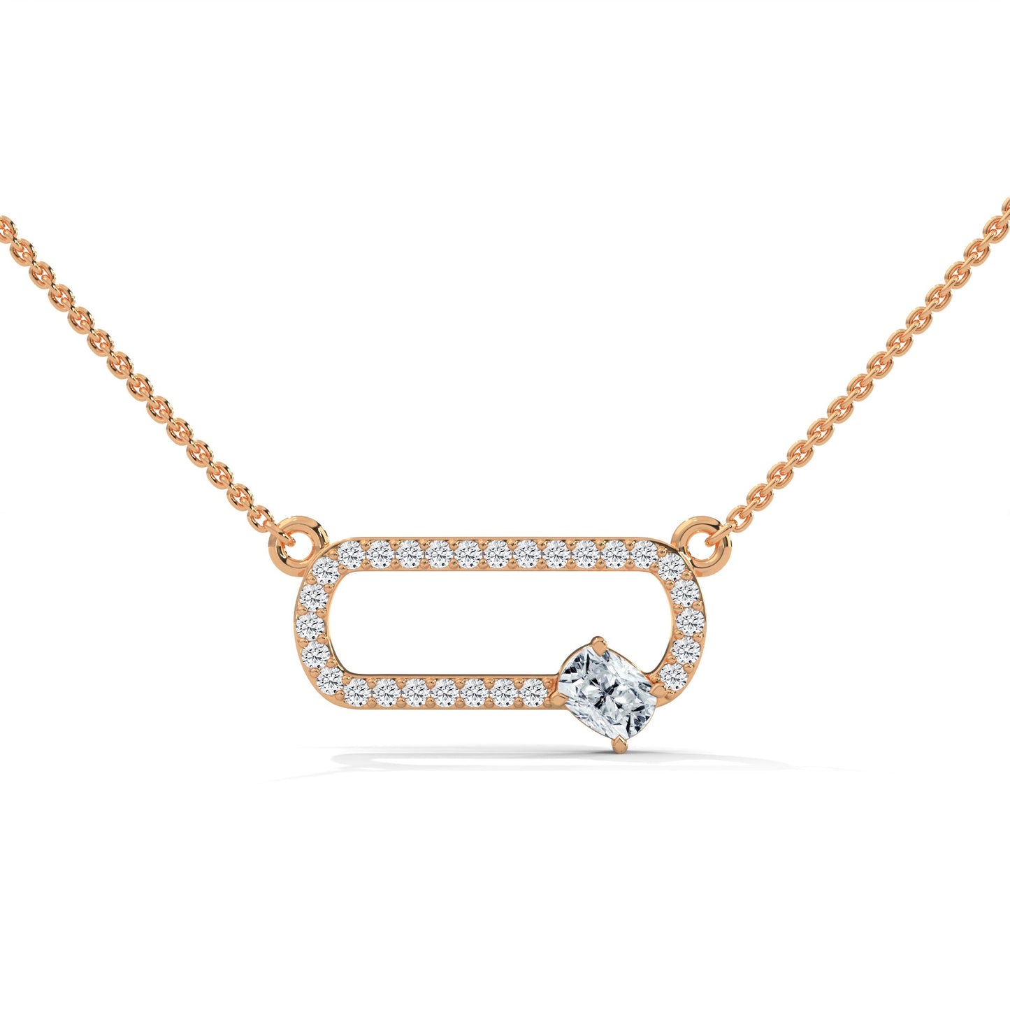 14K Gold Cushion-Cut Diamond Geometric Pendant Necklace | 0.57 CTW