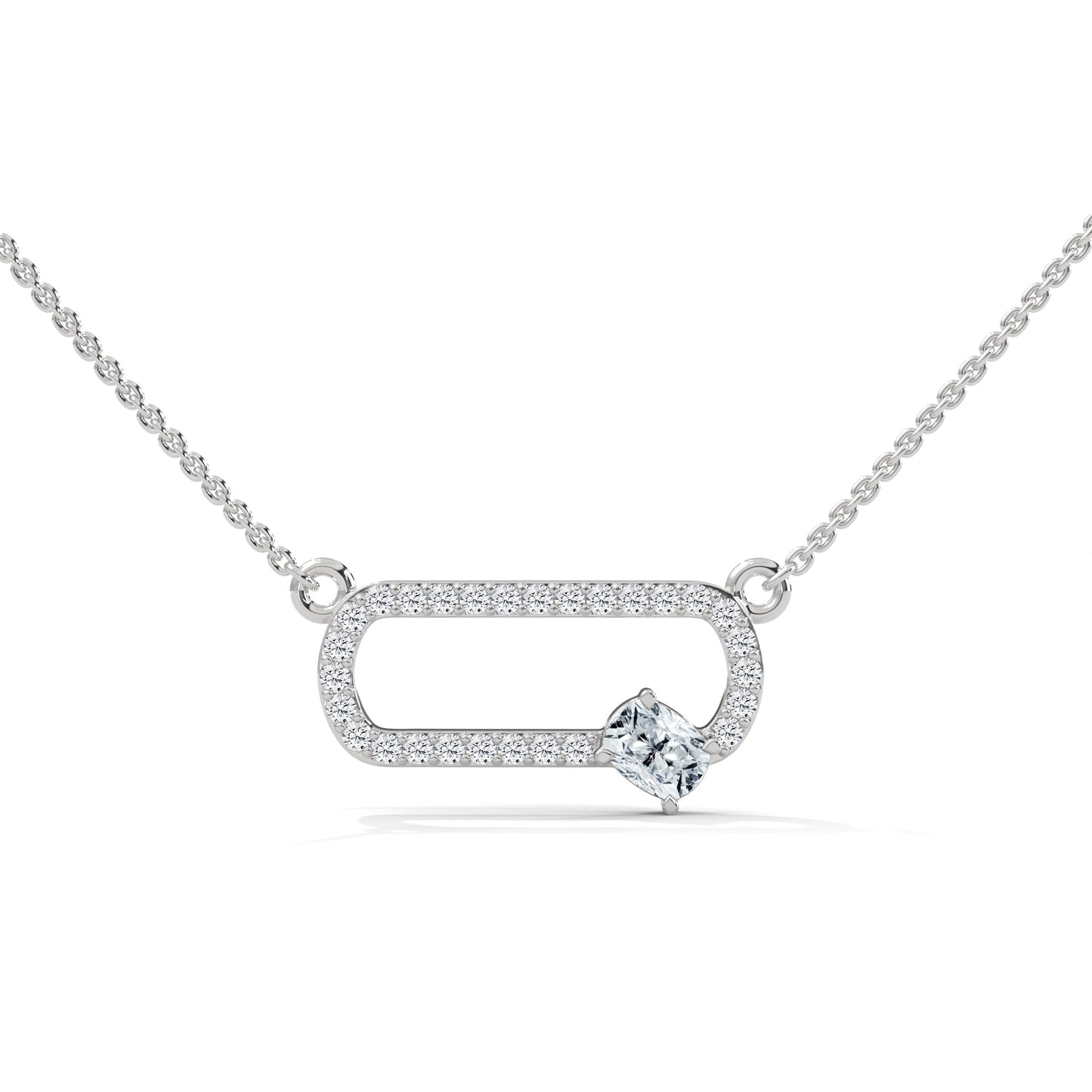 14K Gold Cushion-Cut Diamond Geometric Pendant Necklace | 0.57 CTW
