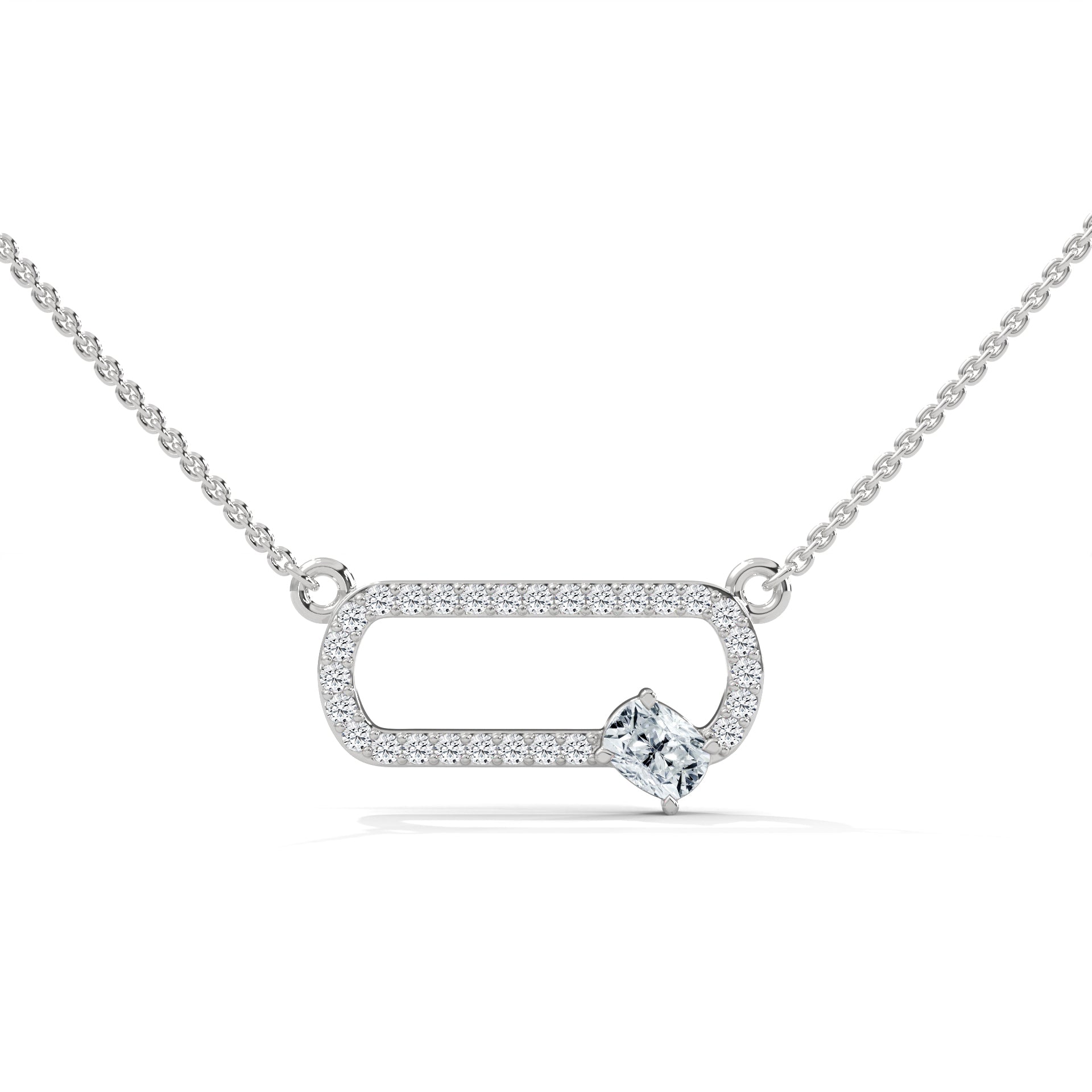 14K Gold Cushion-Cut Diamond Geometric Pendant Necklace | 0.57 CTW