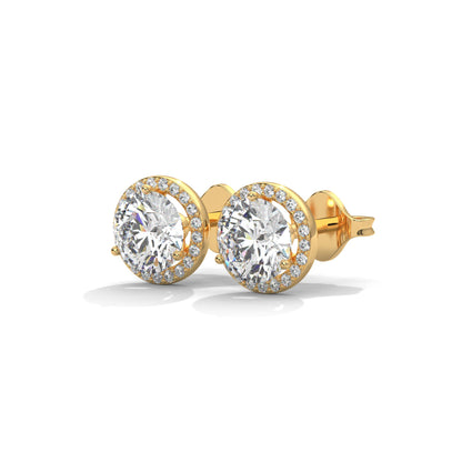Timeless Round Halo Diamond Stud Earrings in 14K Gold | 2-6 CTW