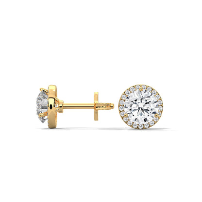 Timeless Round Halo Diamond Stud Earrings in 14K Gold | 2-6 CTW
