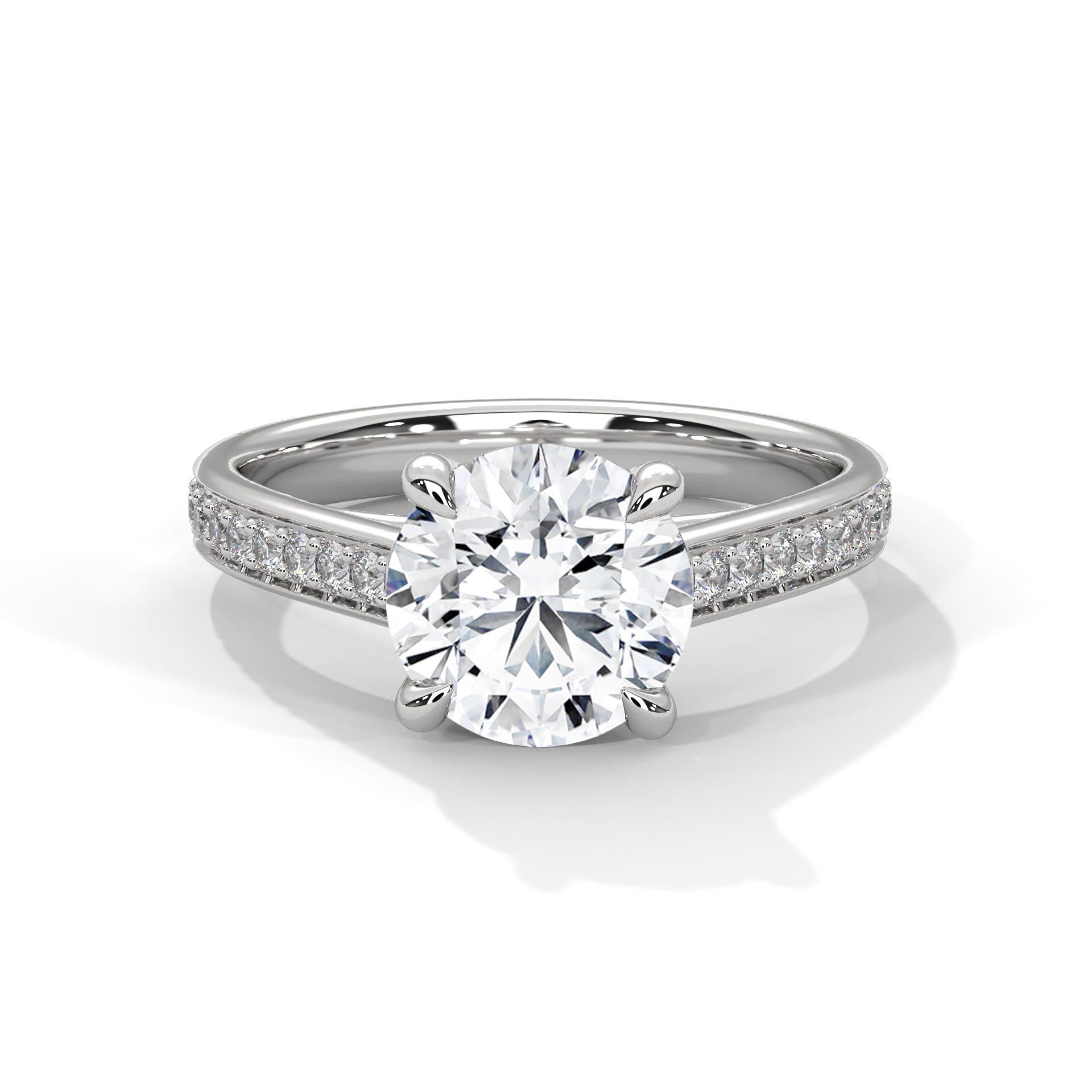 Majestic 2.28 CTW Round-Cut Diamond Pave Engagement Ring | E-VS1