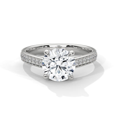Majestic 2.28 CTW Round-Cut Diamond Pave Engagement Ring | E-VS1