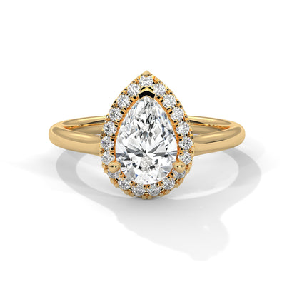 Royal Cascade 3 CT Pear-Cut Lab Grown Diamond Halo Ring | 3.15 CTW