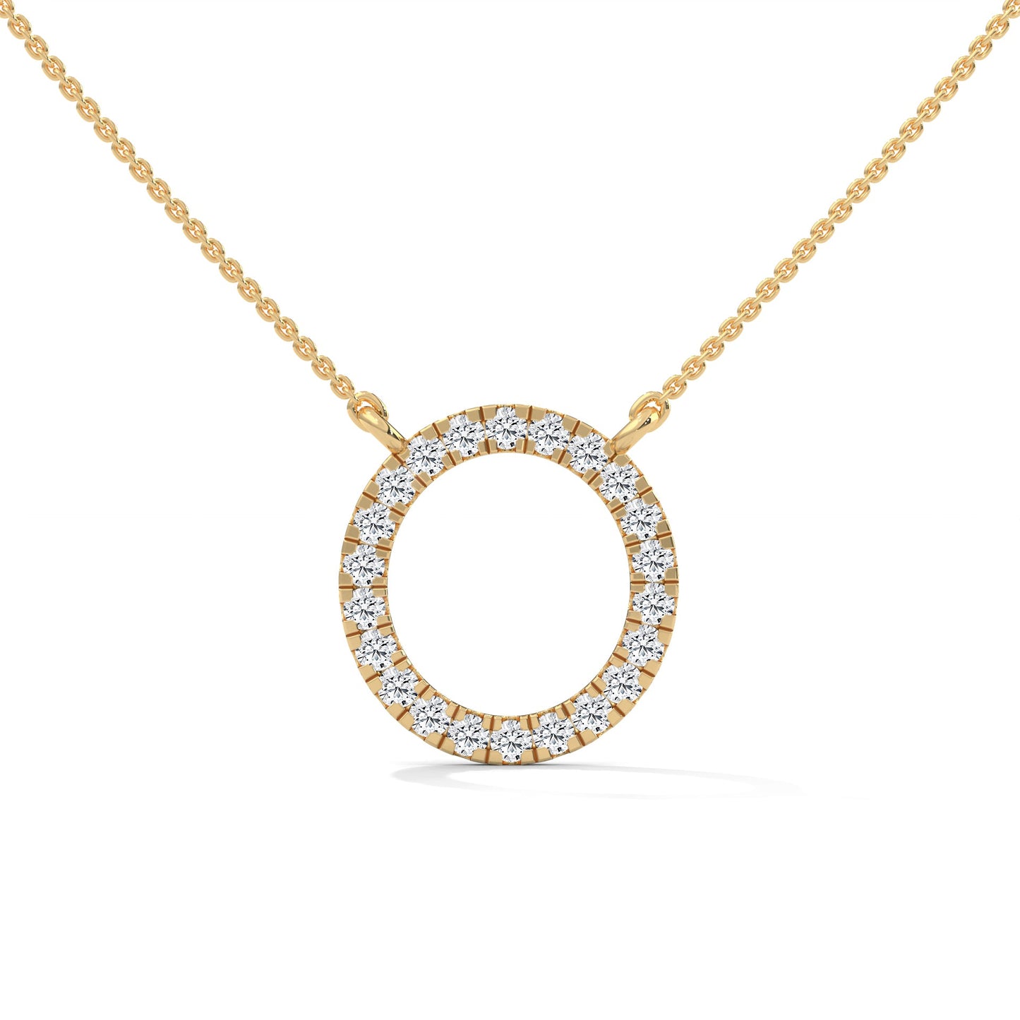 Eternal Circle: 14K Gold Diamond Halo Circle Pendant Necklace | 0.40CTW