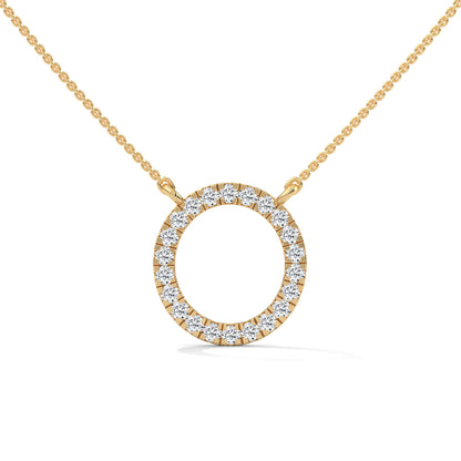 Eternal Circle: 14K Gold Diamond Halo Circle Pendant Necklace | 0.40CTW