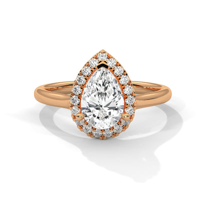 Royal Cascade 3 CT Pear-Cut Lab Grown Diamond Halo Ring | 3.15 CTW