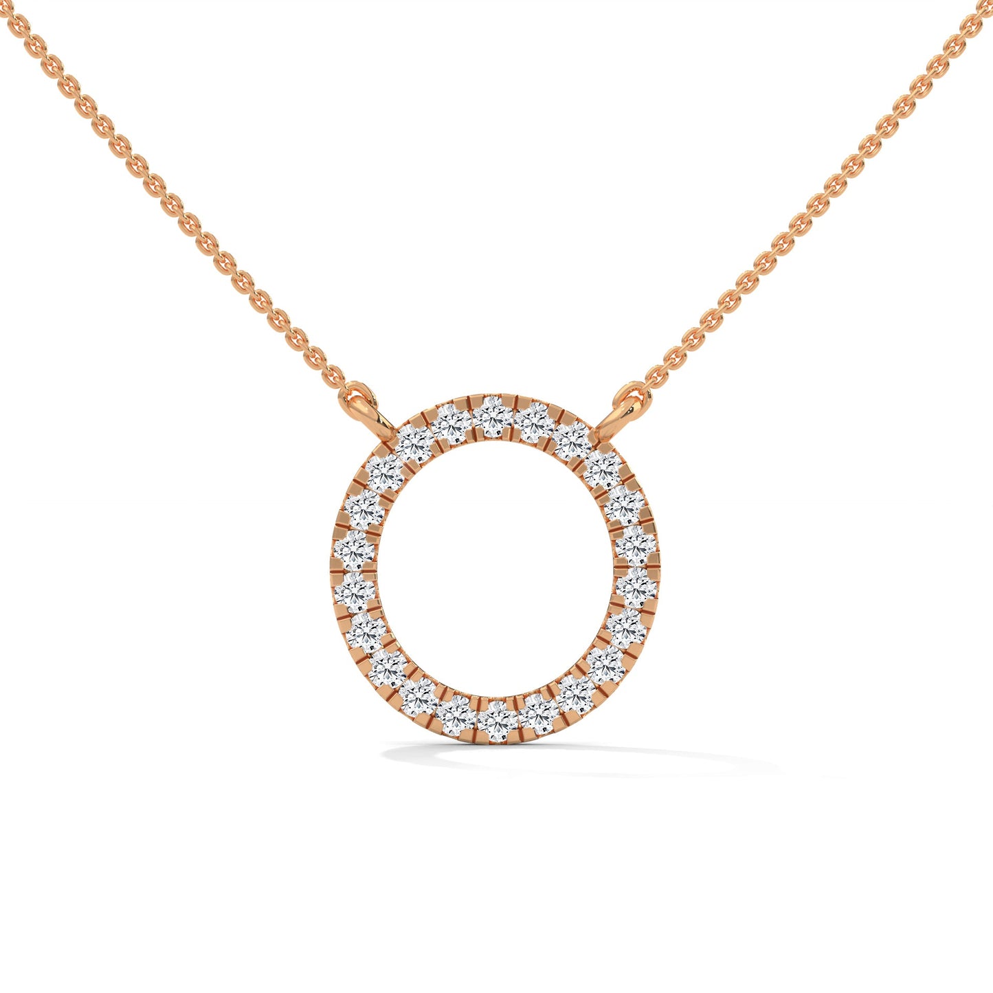 Eternal Circle: 14K Gold Diamond Halo Circle Pendant Necklace | 0.40CTW