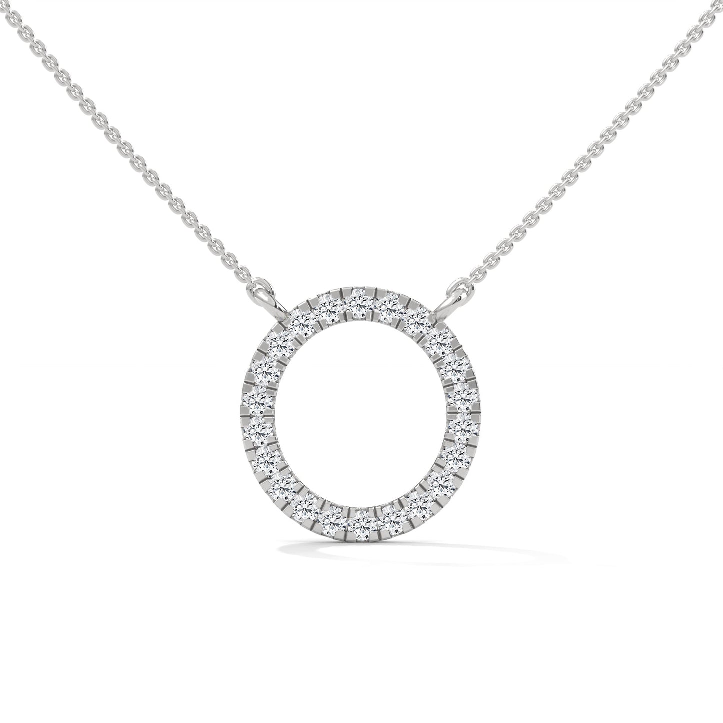 Eternal Circle: 14K Gold Diamond Halo Circle Pendant Necklace | 0.40CTW