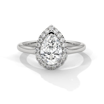 Royal Cascade 3 CT Pear-Cut Lab Grown Diamond Halo Ring | 3.15 CTW