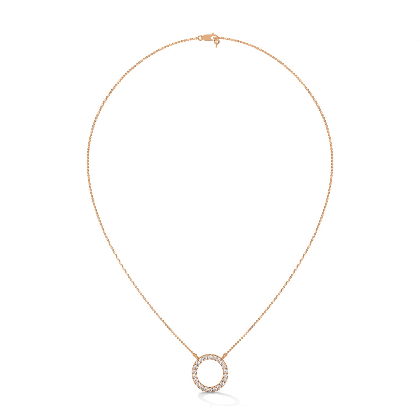 Eternal Circle: 14K Gold Diamond Halo Circle Pendant Necklace | 0.40CTW