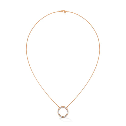 Eternal Circle: 14K Gold Diamond Halo Circle Pendant Necklace | 0.40CTW