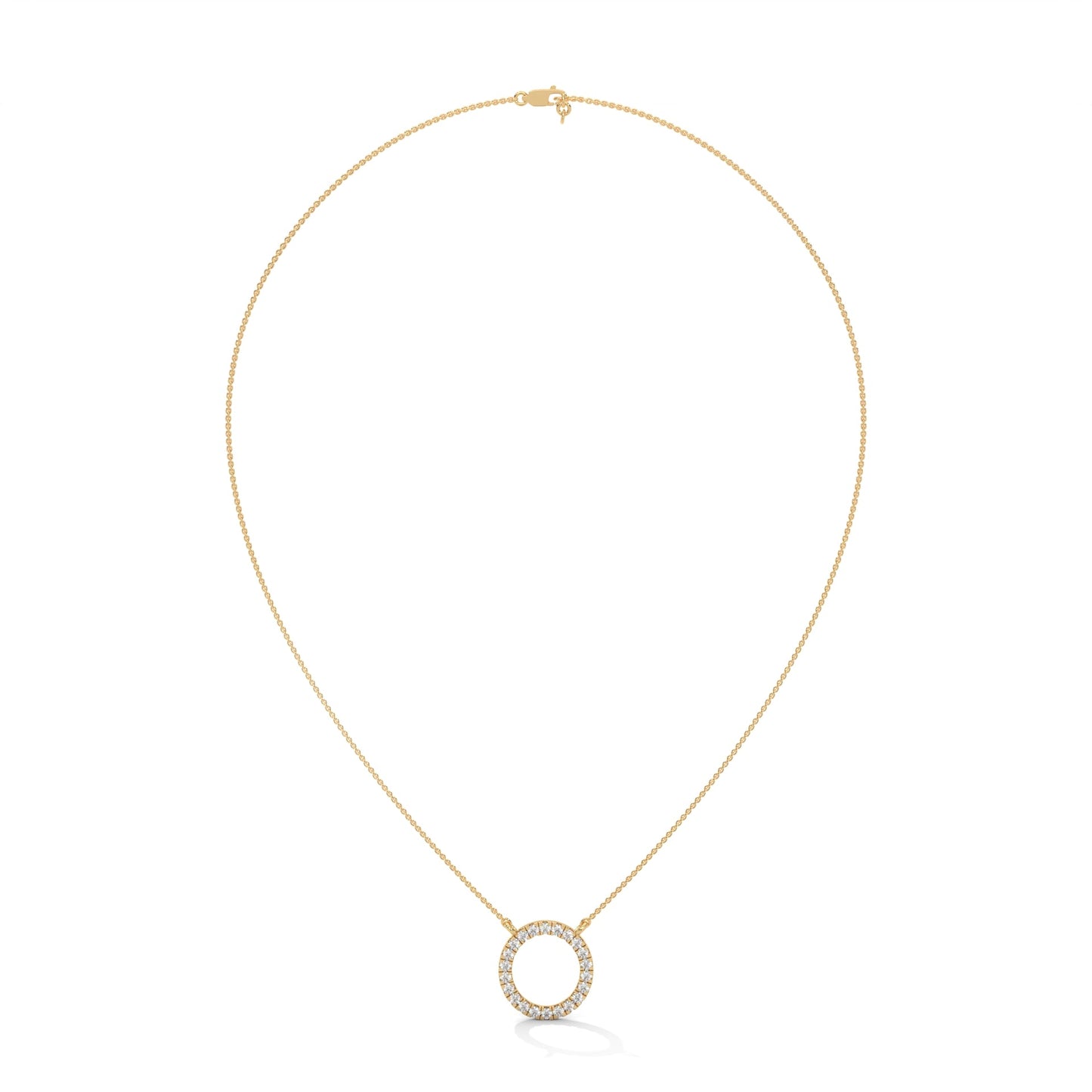 Eternal Circle: 14K Gold Diamond Halo Circle Pendant Necklace | 0.40CTW