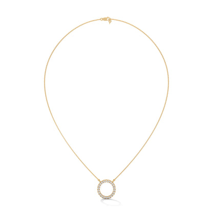 Eternal Circle: 14K Gold Diamond Halo Circle Pendant Necklace | 0.40CTW