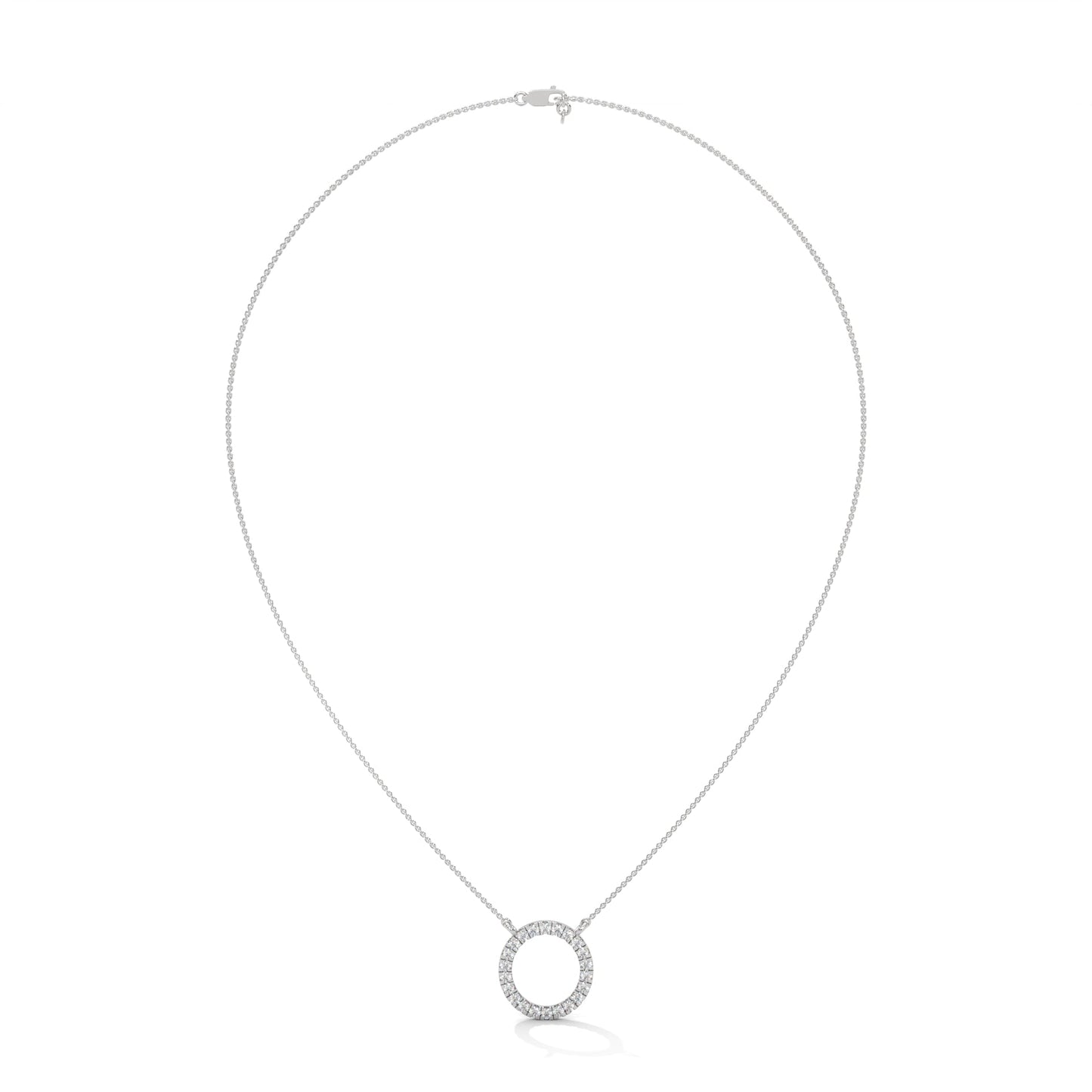 Eternal Circle: 14K Gold Diamond Halo Circle Pendant Necklace | 0.40CTW