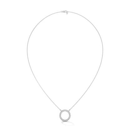 Eternal Circle: 14K Gold Diamond Halo Circle Pendant Necklace | 0.40CTW