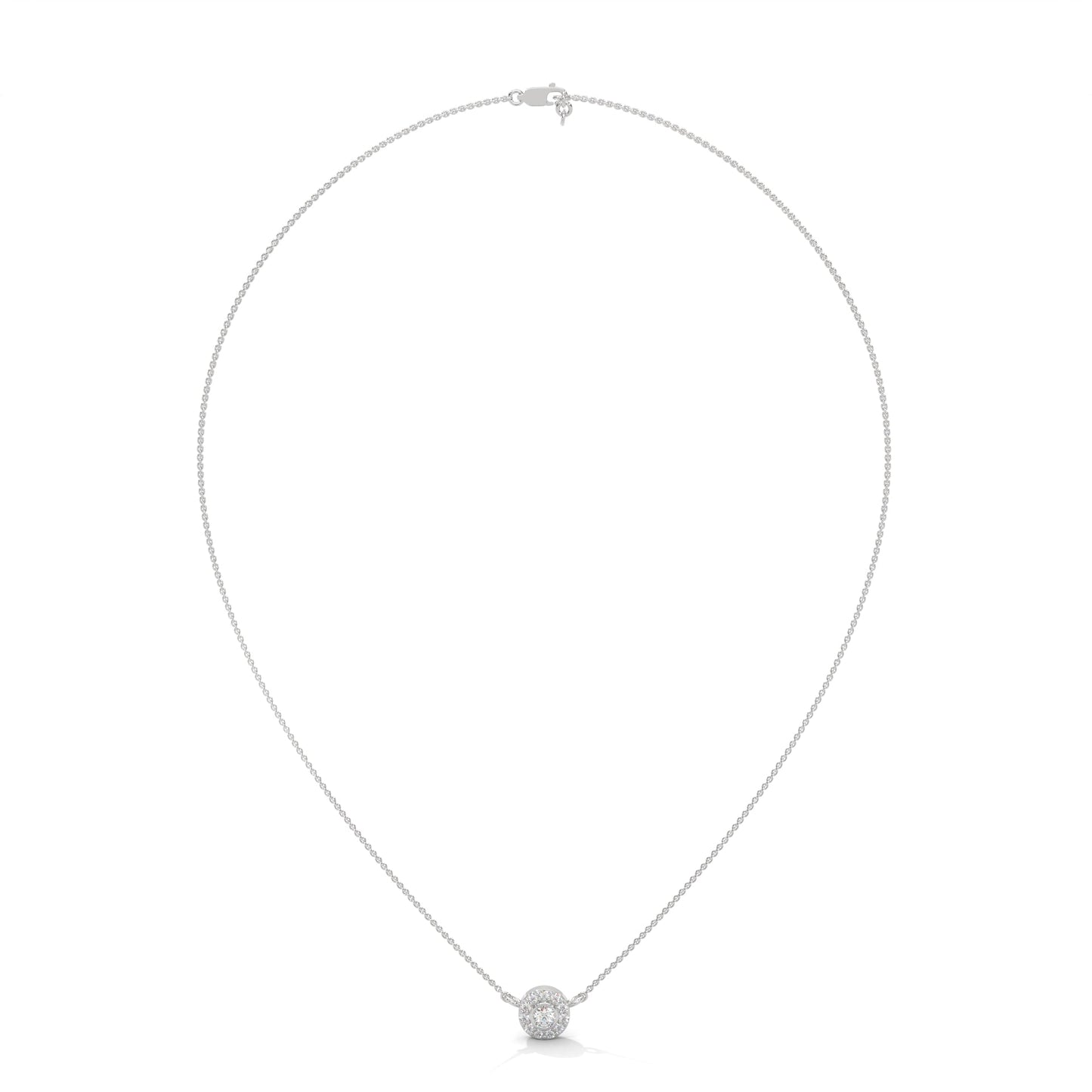 Round-Cut Diamond Bezel Halo Pendant 14K Gold Necklace | 0.26 CTW