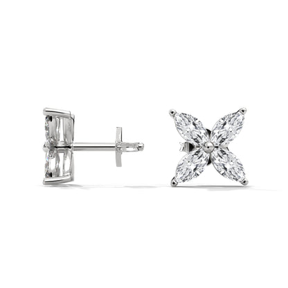 Radiant Petals Marquise Cut Diamond Floral Earrings 14K&18K Gold | 1.12 CTW