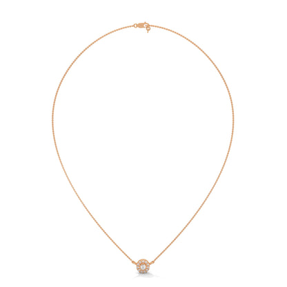 Round-Cut Diamond Bezel Halo Pendant 14K Gold Necklace | 0.26 CTW
